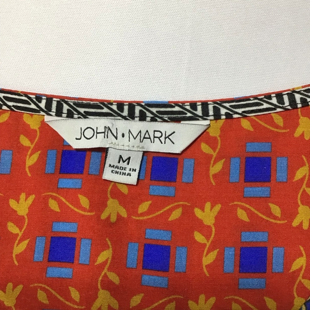 John Mark Vibrant Multicolor Boho Patch Print Blo… - image 6